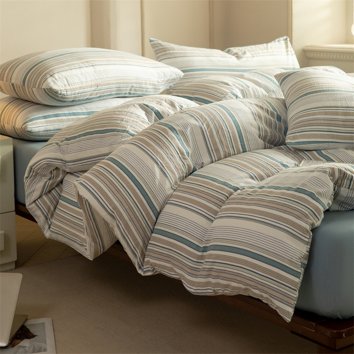 91家纺网 家纺一手货源 找家纺 多品家纺 2024新款宜家风无印风水洗棉印花四件套   布鲁斯