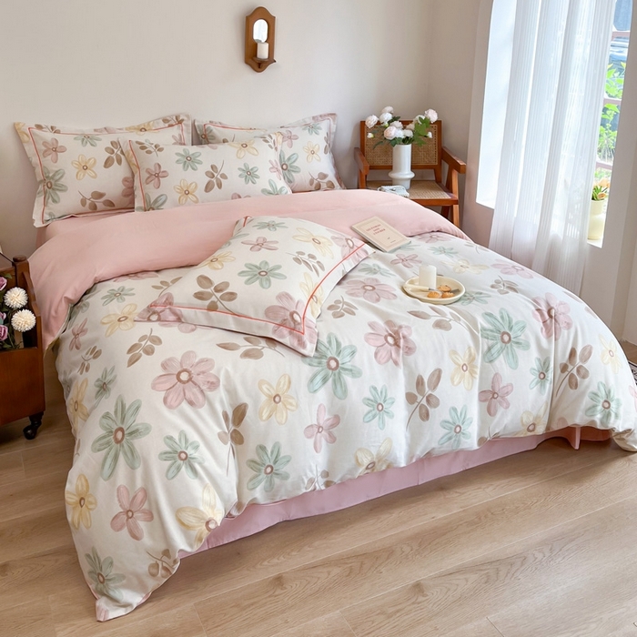 91家纺网 家纺一手货源 找家纺 艾迪尚家纺 2025新款生态全棉磨毛印花四件套--单被套 向阳