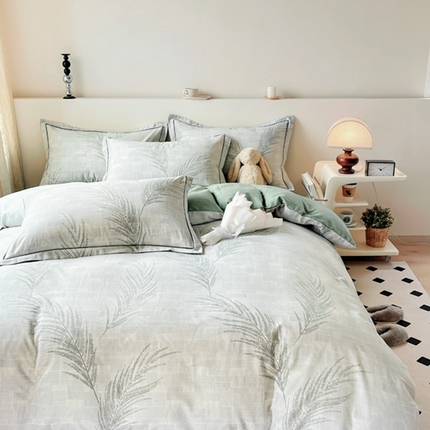 91家纺网 家纺一手货源 找家纺 艾迪尚家纺 2025新款生态全棉磨毛印花四件套 叶雨婆裟