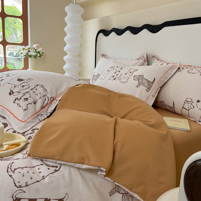 91家纺网 家纺一手货源 找家纺 艾迪尚家纺 2025新款生态全棉磨毛印花四件套--单被套 旺仔派