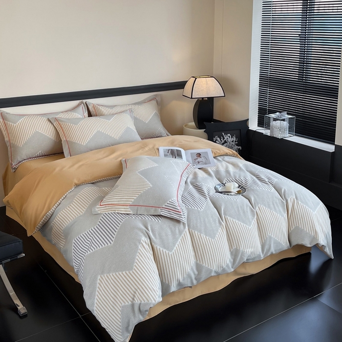 91家纺网 家纺一手货源 找家纺 艾迪尚家纺 2025新款生态全棉磨毛印花四件套 织锦