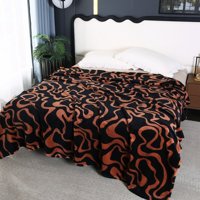 91家纺网 家纺一手货源 找家纺 巴木赫 2024新款法兰绒舒棉绒熊猫绒毛毯 黑茶色