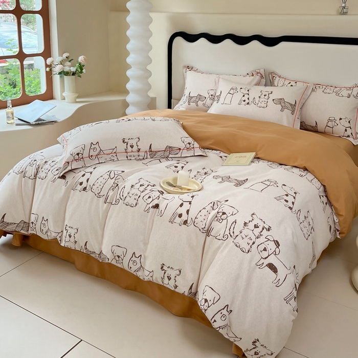 91家纺网 家纺一手货源 找家纺 艾迪尚家纺 2025新款生态全棉磨毛印花四件套--单被套 旺仔派