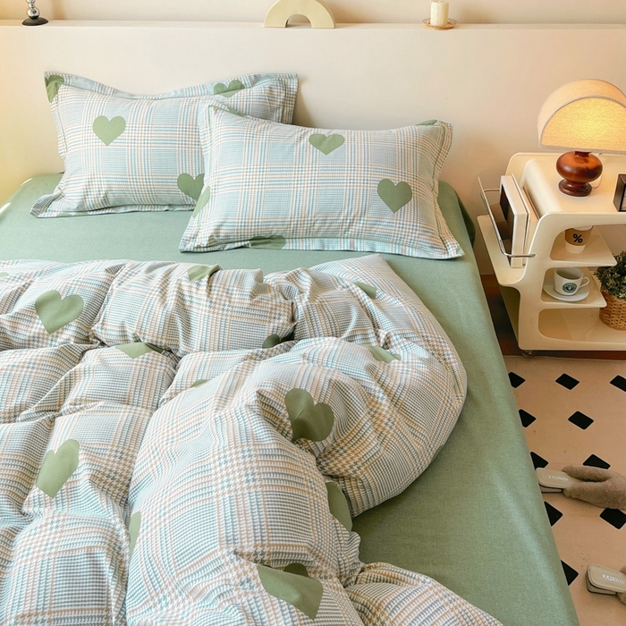 91家纺网 家纺一手货源 找家纺 艾迪尚家纺 2025新款生态全棉磨毛印花四件套 心动时刻