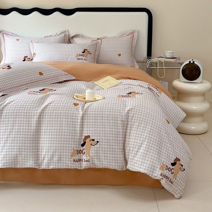 91家纺网 家纺一手货源 找家纺 艾迪尚家纺 2025新款生态全棉磨毛印花四件套--单被套 旺财多多-米