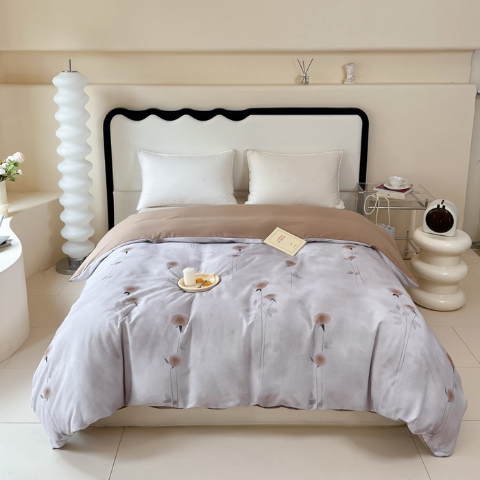 91家纺网 家纺一手货源 找家纺 艾迪尚家纺 2025新款生态全棉磨毛印花四件套--单被套 爱意随风-咖