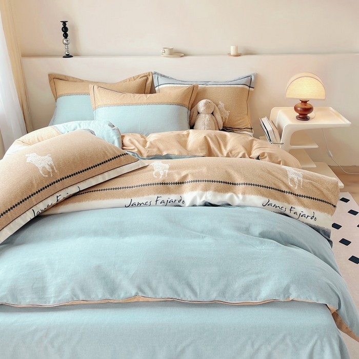 91家纺网 家纺一手货源 找家纺 艾迪尚家纺 2025新款生态全棉磨毛印花四件套--单被套 普罗迪—兰