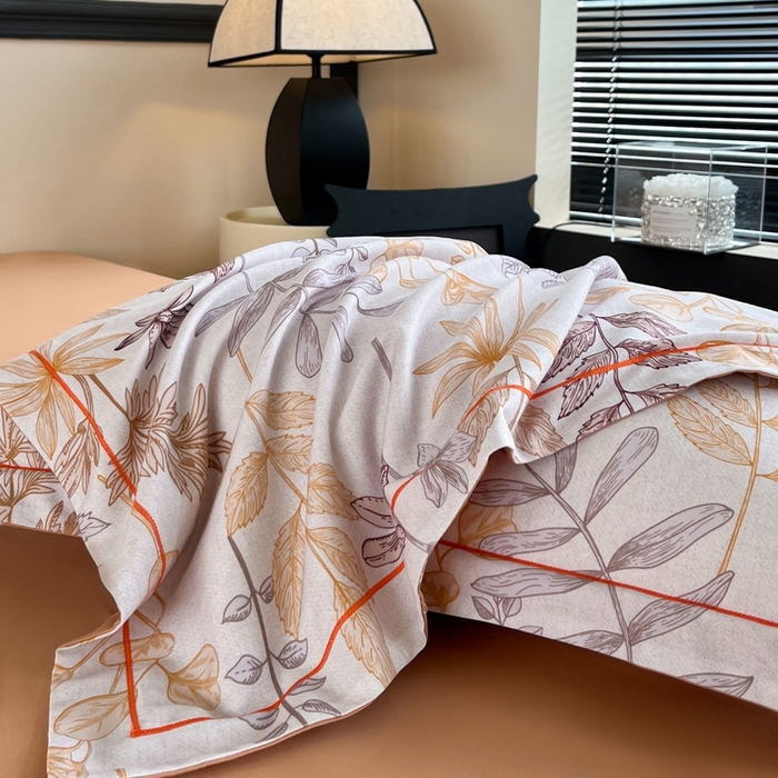 91家纺网 家纺一手货源 找家纺 艾迪尚家纺 2025新款生态全棉磨毛印花四件套 琼瑶-桔