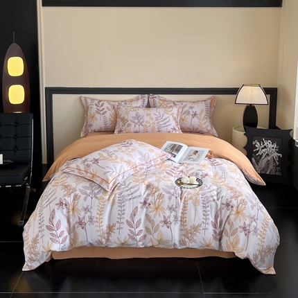 艾迪尚家纺 2025新款生态全棉磨毛印花四件套 琼瑶-桔