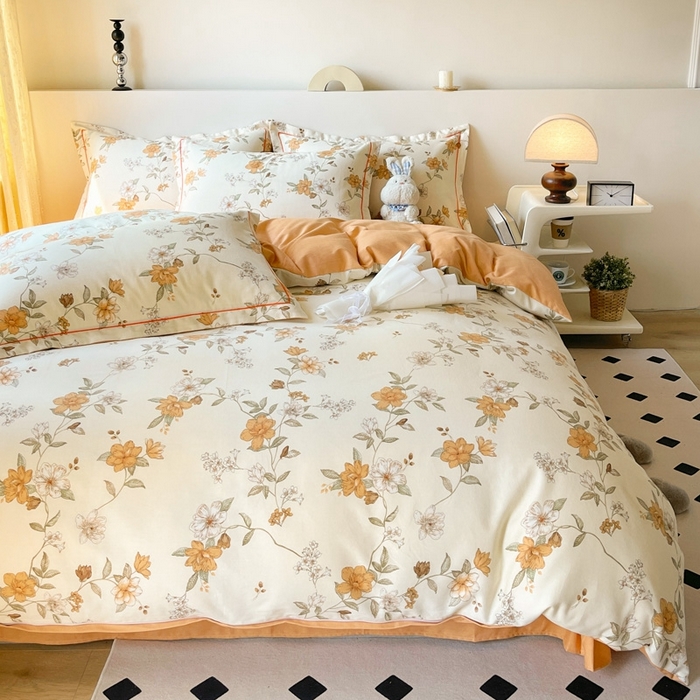 91家纺网 家纺一手货源 找家纺 艾迪尚家纺 2025新款生态全棉磨毛印花四件套--单被套 宁静—米