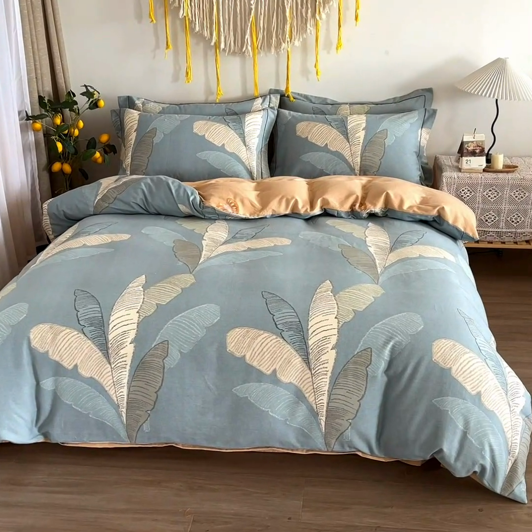 91家纺网 家纺一手货源 找家纺 艾迪尚家纺 2025新款生态全棉磨毛印花四件套 玉树