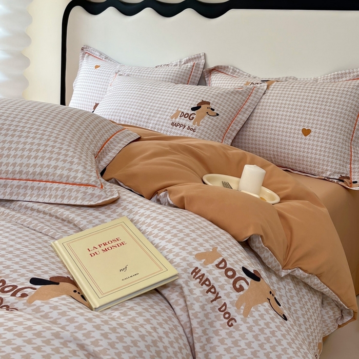 91家纺网 家纺一手货源 找家纺 艾迪尚家纺 2025新款生态全棉磨毛印花四件套--单被套 旺财多多-米