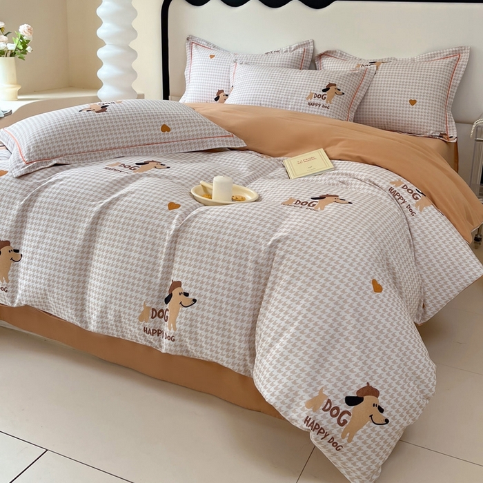 91家纺网 家纺一手货源 找家纺 艾迪尚家纺 2025新款生态全棉磨毛印花四件套--单被套 旺财多多-米