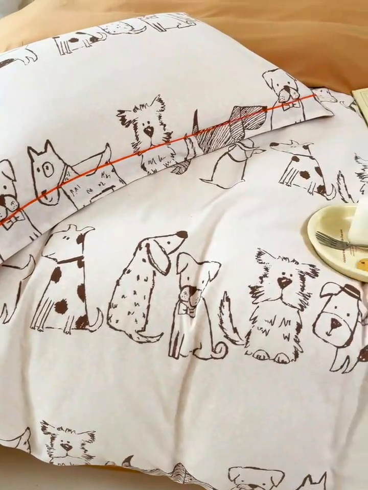 91家纺网 家纺一手货源 找家纺 艾迪尚家纺 2025新款生态全棉磨毛印花四件套 旺仔派