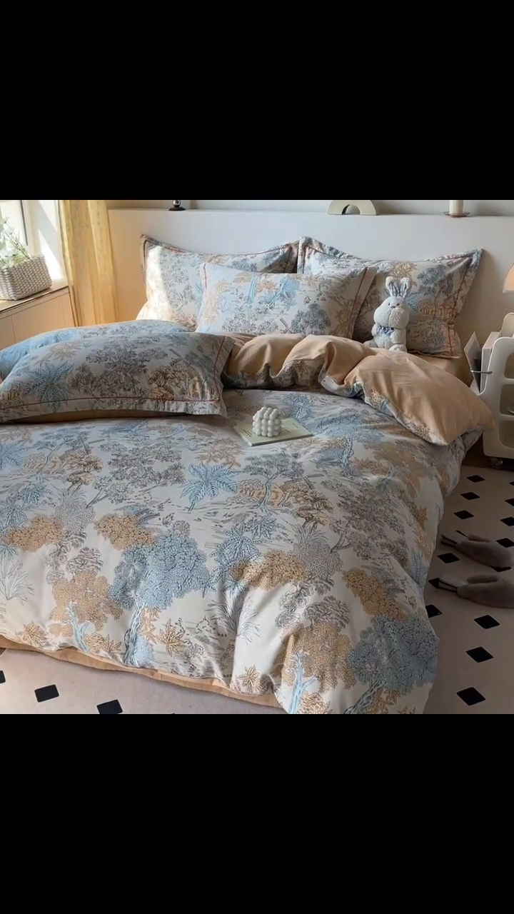 91家纺网 家纺一手货源 找家纺 艾迪尚家纺 2025新款生态全棉磨毛印花四件套 玛德里