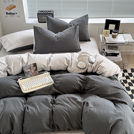 91家纺网 家纺一手货源 找家纺 （总）希丞家居 2025新款ins百搭超柔高克重双拼水洗棉四件套