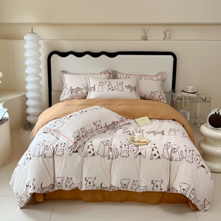 艾迪尚家纺 2025新款生态全棉磨毛印花四件套 旺仔派
