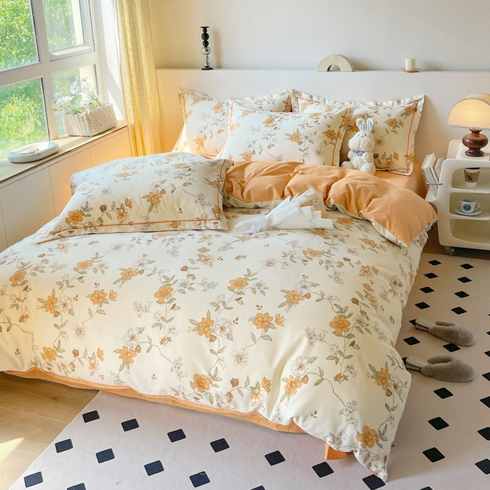 91家纺网 家纺一手货源 找家纺 艾迪尚家纺 2025新款生态全棉磨毛印花四件套--单被套 宁静—米