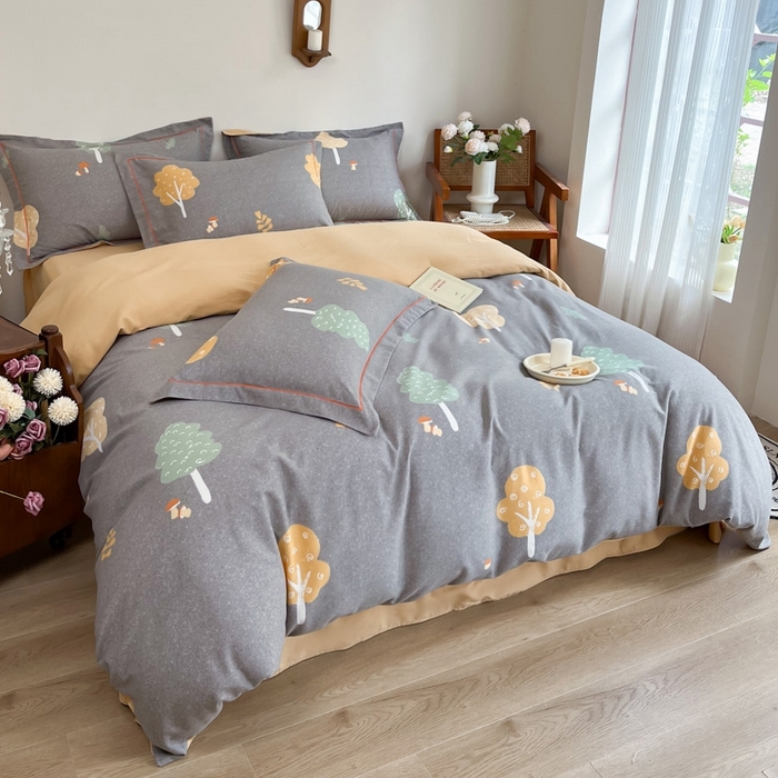 91家纺网 家纺一手货源 找家纺 艾迪尚家纺 2025新款生态全棉磨毛印花四件套--单被套 寻迹