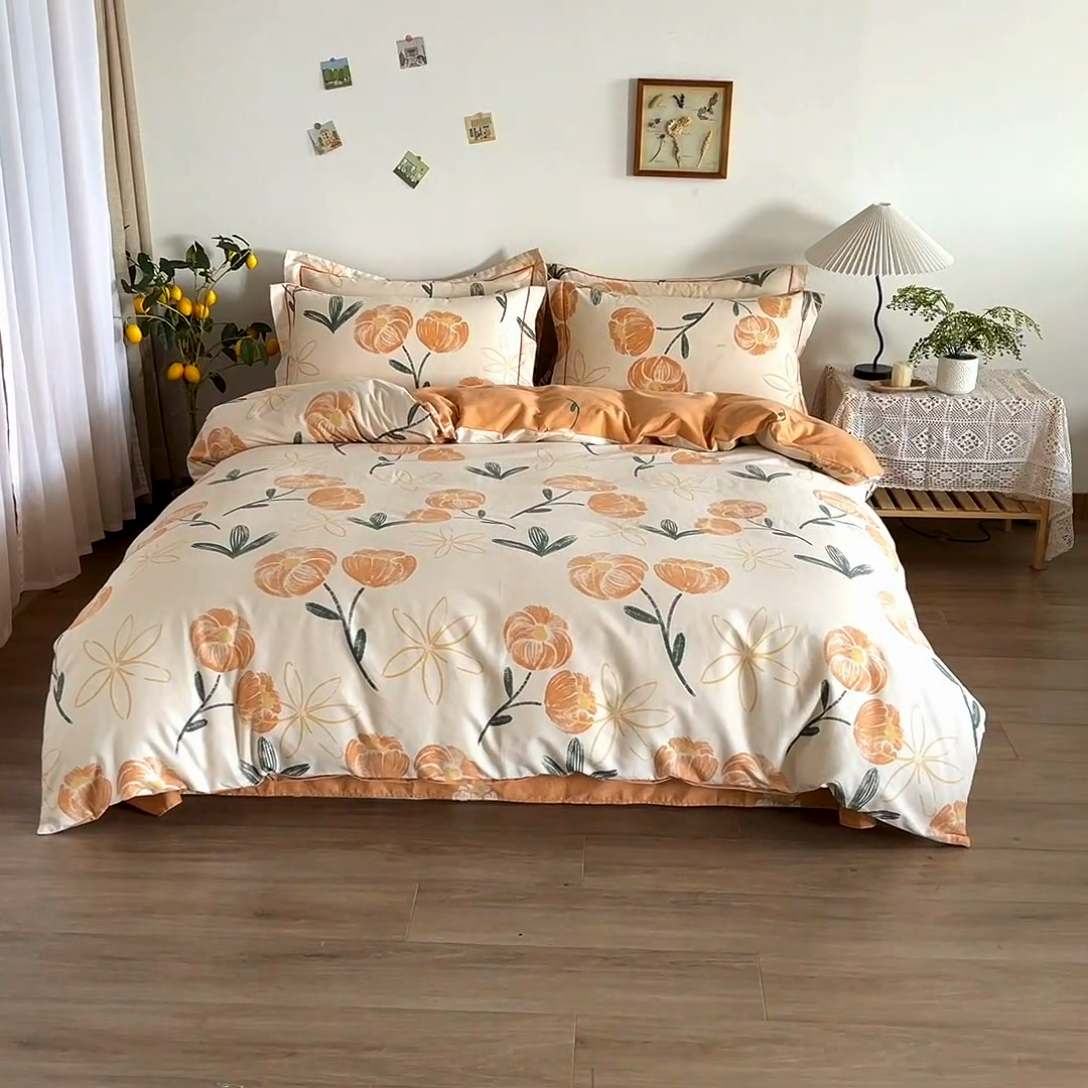 91家纺网 家纺一手货源 找家纺 艾迪尚家纺 2025新款生态全棉磨毛印花四件套 怡悦