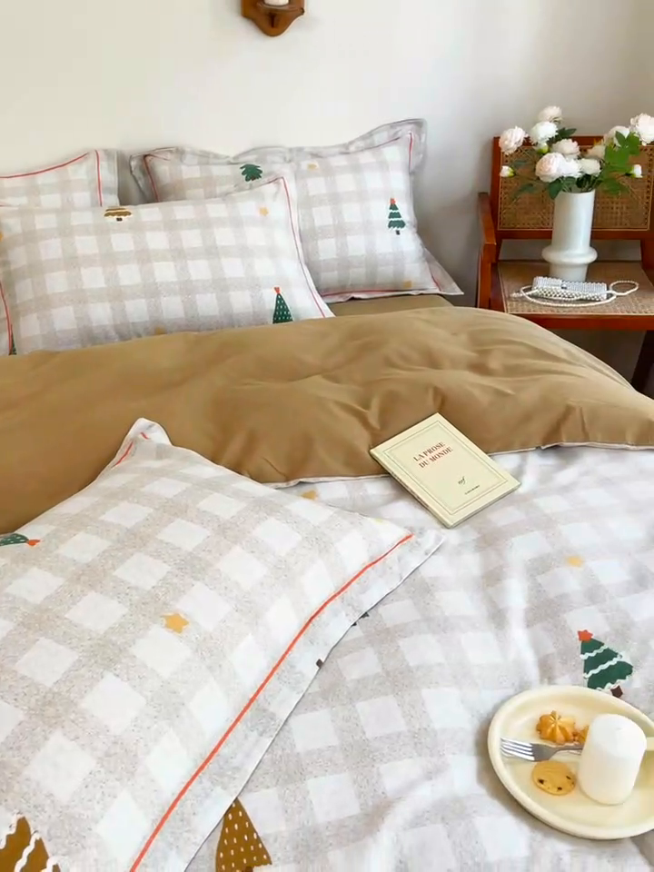 91家纺网 家纺一手货源 找家纺 艾迪尚家纺 2025新款生态全棉磨毛印花四件套 圣诞序曲