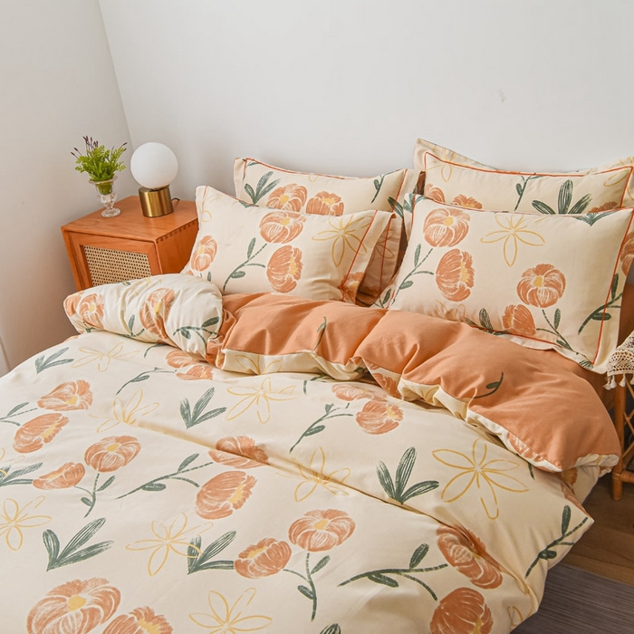 91家纺网 家纺一手货源 找家纺 艾迪尚家纺 2025新款生态全棉磨毛印花四件套--单被套 怡悦