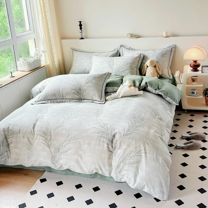 91家纺网 家纺一手货源 找家纺 艾迪尚家纺 2025新款生态全棉磨毛印花四件套--单被套 叶雨婆裟