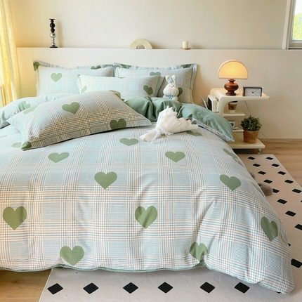 艾迪尚家纺 2025新款生态全棉磨毛印花四件套 心动时刻