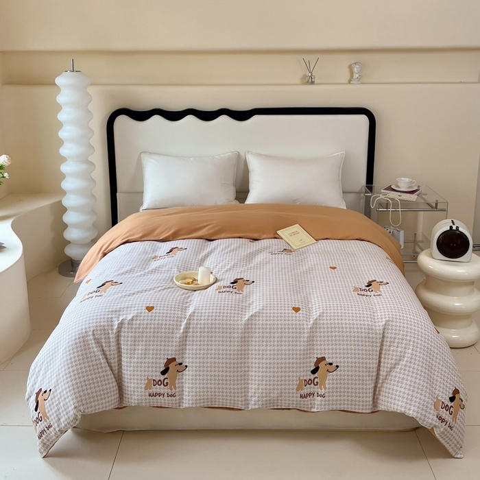 91家纺网 家纺一手货源 找家纺 艾迪尚家纺 2025新款生态全棉磨毛印花四件套--单被套 旺财多多-米