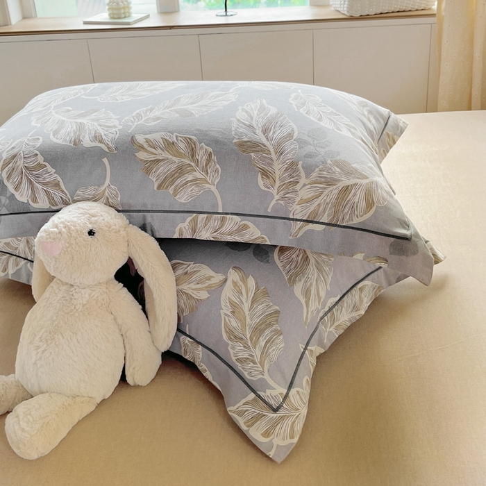 91家纺网 家纺一手货源 找家纺 艾迪尚家纺 2025新款生态全棉磨毛印花四件套--单被套 叶叶相惜