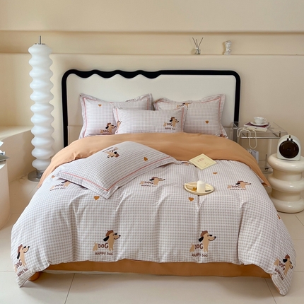 艾迪尚家纺 2025新款生态全棉磨毛印花四件套 旺财多多-米