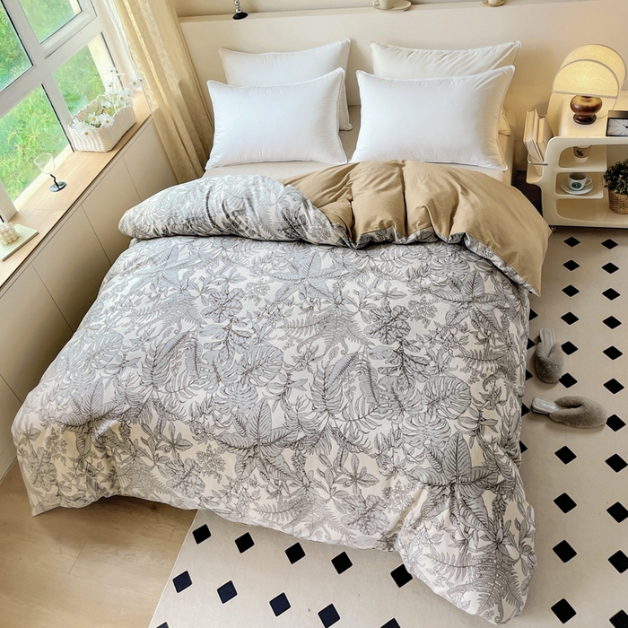 91家纺网 家纺一手货源 找家纺 艾迪尚家纺 2025新款生态全棉磨毛印花四件套--单被套 热带雨林