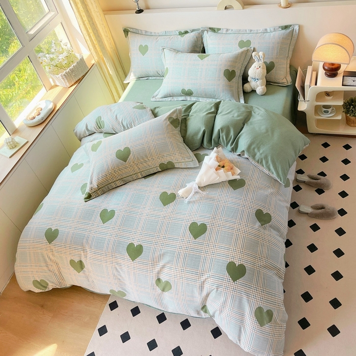 91家纺网 家纺一手货源 找家纺 艾迪尚家纺 2025新款生态全棉磨毛印花四件套 心动时刻