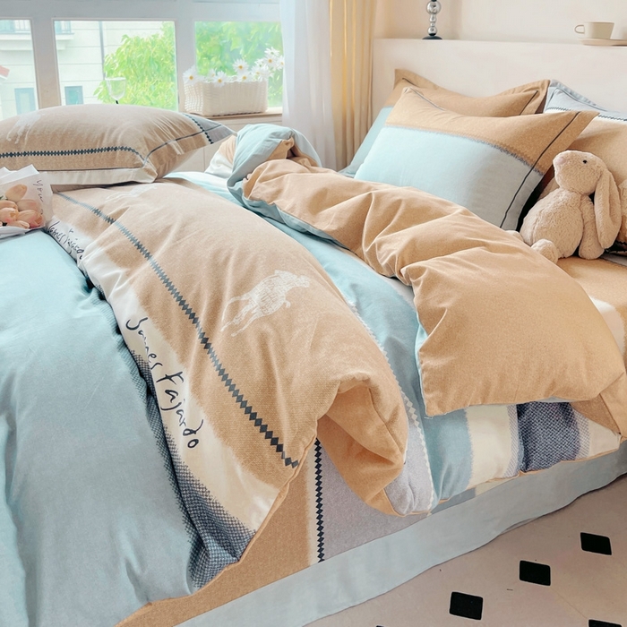 91家纺网 家纺一手货源 找家纺 艾迪尚家纺 2025新款生态全棉磨毛印花四件套--单被套 普罗迪—兰