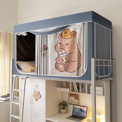 91家纺网 家纺一手货源 找家纺 博诺 2024新款99%加厚涂银层遮光卡通学生蚊帐 奶茶鼠