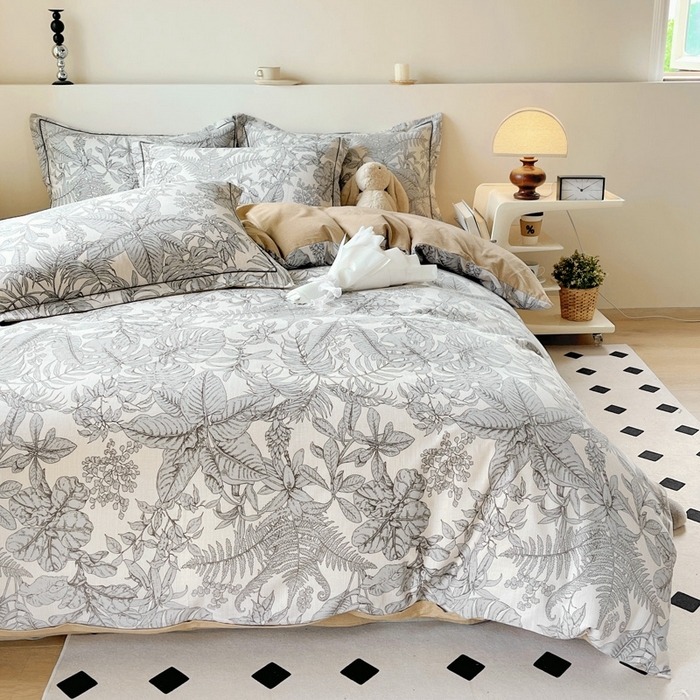 91家纺网 家纺一手货源 找家纺 艾迪尚家纺 2025新款生态全棉磨毛印花四件套 热带雨林