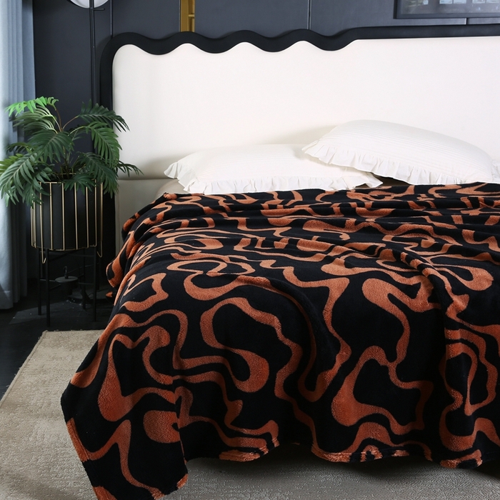 91家纺网 家纺一手货源 找家纺 巴木赫 2024新款法兰绒舒棉绒熊猫绒毛毯 黑茶色