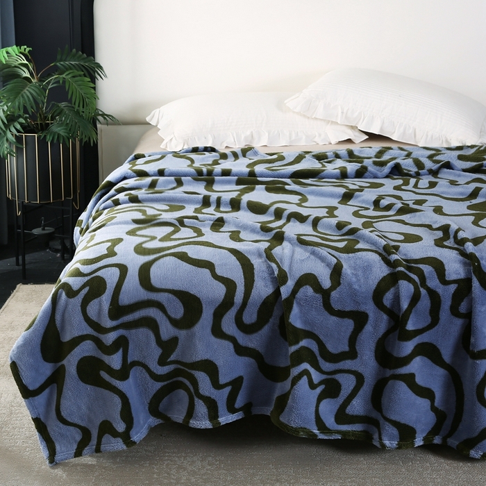 91家纺网 家纺一手货源 找家纺 巴木赫 2024新款法兰绒舒棉绒熊猫绒毛毯 鸭青