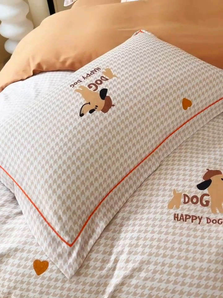 91家纺网 家纺一手货源 找家纺 艾迪尚家纺 2025新款生态全棉磨毛印花四件套 旺财多多-米