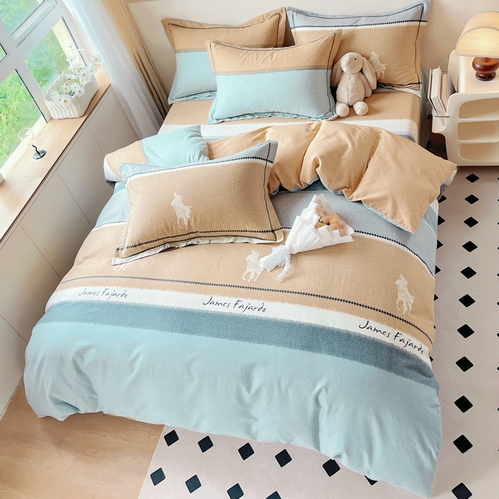 91家纺网 家纺一手货源 找家纺 艾迪尚家纺 2025新款生态全棉磨毛印花四件套--单被套 普罗迪—兰