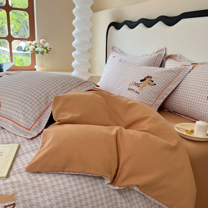 91家纺网 家纺一手货源 找家纺 艾迪尚家纺 2025新款生态全棉磨毛印花四件套 旺财多多-米