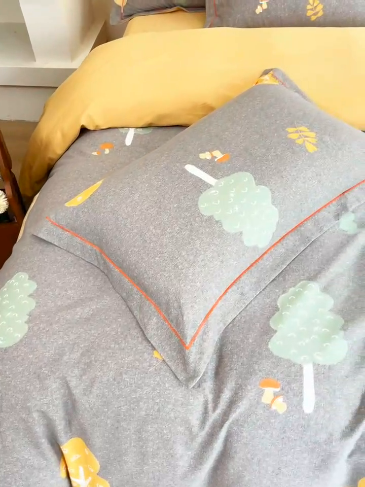 91家纺网 家纺一手货源 找家纺 艾迪尚家纺 2025新款生态全棉磨毛印花四件套 寻迹