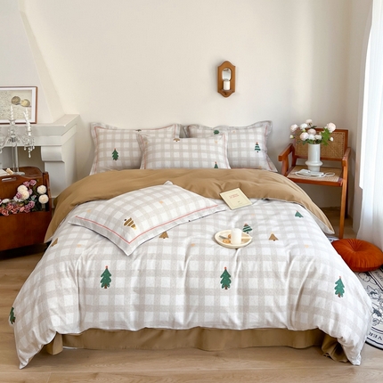 艾迪尚家纺 2025新款生态全棉磨毛印花四件套 圣诞序曲