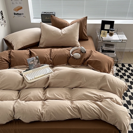 91家纺网 家纺一手货源 找家纺 （总）希丞家居 2025新款ins百搭超柔高克重双拼水洗棉四件套