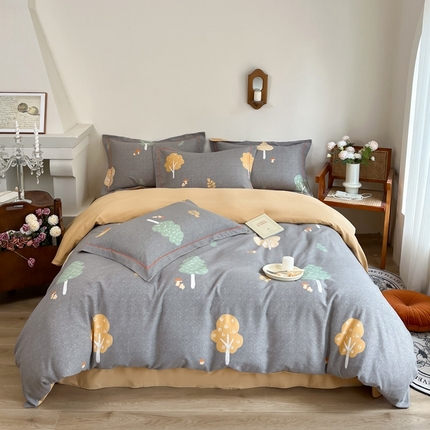 91家纺网 家纺一手货源 找家纺 艾迪尚家纺 2025新款生态全棉磨毛印花四件套 寻迹