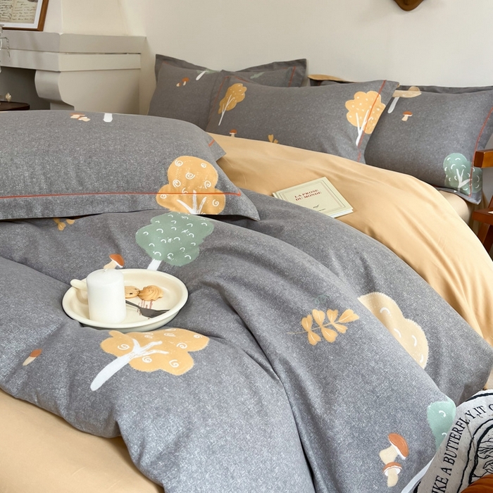 91家纺网 家纺一手货源 找家纺 艾迪尚家纺 2025新款生态全棉磨毛印花四件套 寻迹