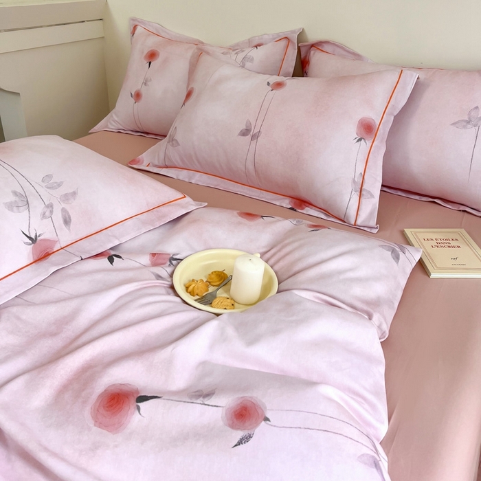 91家纺网 家纺一手货源 找家纺 艾迪尚家纺 2025新款生态全棉磨毛印花四件套--单被套 爱意随风-粉