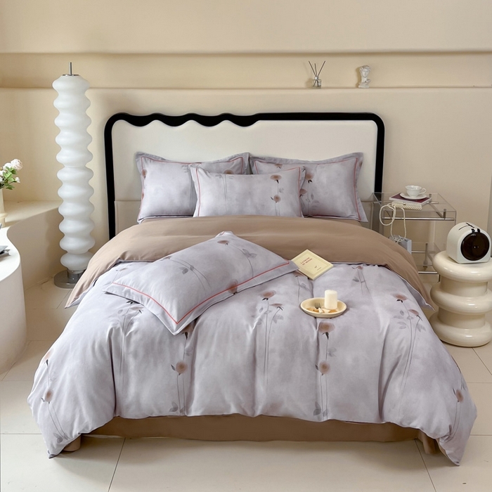 91家纺网 家纺一手货源 找家纺 艾迪尚家纺 2025新款生态全棉磨毛印花四件套--单被套 爱意随风-咖