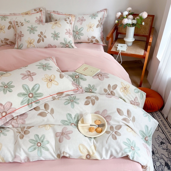 91家纺网 家纺一手货源 找家纺 艾迪尚家纺 2025新款生态全棉磨毛印花四件套--单被套 向阳