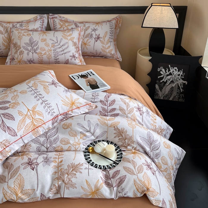 91家纺网 家纺一手货源 找家纺 艾迪尚家纺 2025新款生态全棉磨毛印花四件套--单被套 琼瑶-桔